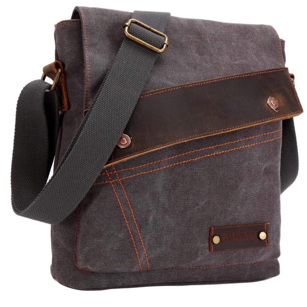 HP- AUGUR VINTAGE SMALL CANVAS CROSSBODY BAG/INSIDE ZIPPER POCKET/2 OPEN POCKETS